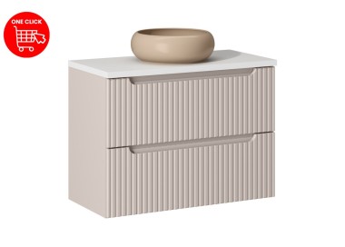 Comad Závěsná skříňka Nova Cashmere II s deskou a umyvadlem 80 cm kašmír/bílá