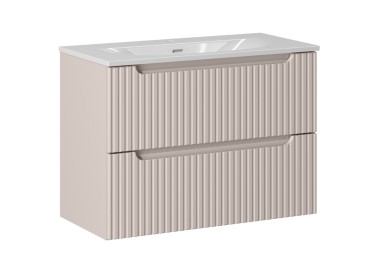 Comad Závěsná skříňka Nova Cashmere Sky3 se zápustným umyvadlem 80 cm bílá/kašmírová