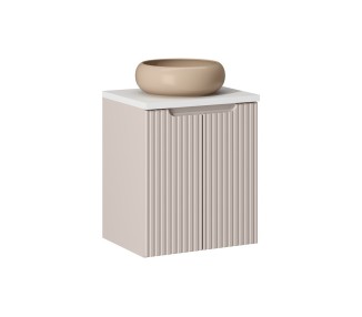 Comad Závěsná skříňka Nova Cashmere Wiki I s deskou a umyvadlem 50 cm kašmírová/bílá