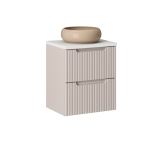 Comad Závěsná skříňka Nova Cashmere Wiki II s deskou a umyvadlem 50 cm kašmírová/bílá