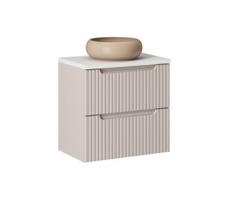 Comad Závěsná skříňka Nova Cashmere Wiki II s deskou a umyvadlem 60 cm kašmírová/bílá
