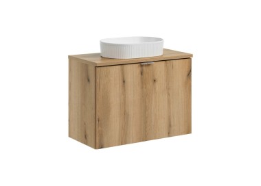 Comad Závěsná skříňka Nova Oak Beyond II s deskou a umyvadlem 80 cm dub coast evoke