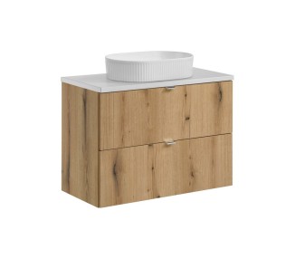 Comad Závěsná skříňka Nova Oak Beyond s deskou a umyvadlem 80 cm dub coast evoke/bílá