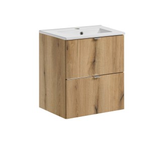 Comad Závěsná skříňka Nova Oak Dance I se zápustným umyvadlem 50 cm dub evoke/bílá