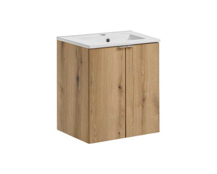 Comad Závěsná skříňka Nova Oak Dance II se zápustným umyvadlem 50 cm dub evoke/bílá