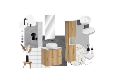 Comad Závěsná skříňka Nova Oak Gaja I s deskou a umyvadlem 50 cm dub coast evoke