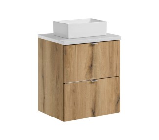 Comad Závěsná skříňka Nova Oak Gaja I s deskou a umyvadlem 50 cm dub coast evoke/bílá