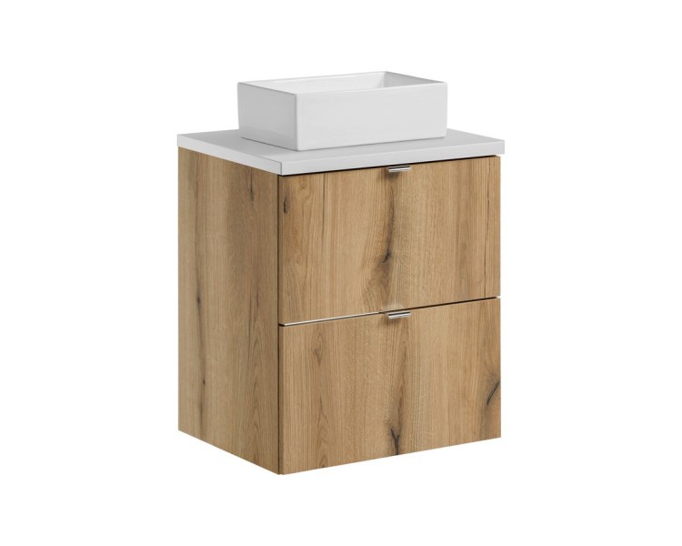 Comad Závěsná skříňka Nova Oak Gaja I s deskou a umyvadlem 50 cm dub coast evoke/bílá