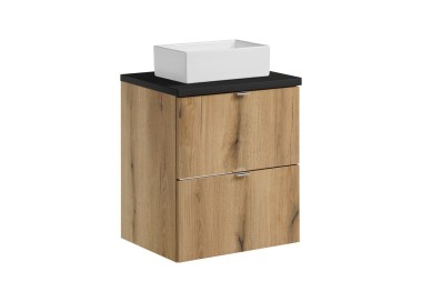 Comad Závěsná skříňka Nova Oak Gaja I s deskou a umyvadlem 50 cm dub coast evoke/černá