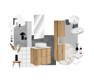 Comad Závěsná skříňka Nova Oak Gaja I s deskou a umyvadlem 50 cm dub coast evoke/černá