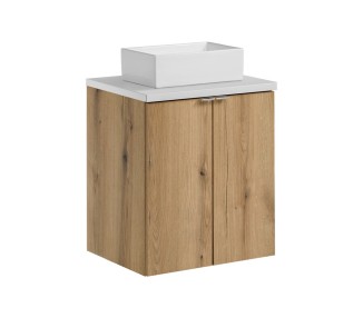Comad Závěsná skříňka Nova Oak Gaja II s deskou a umyvadlem 50 cm dub coast evoke/bílá