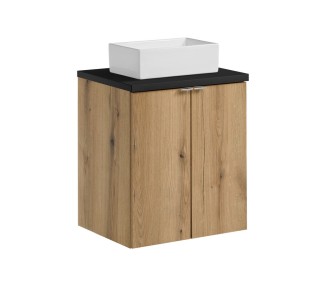 Comad Závěsná skříňka Nova Oak Gaja II s deskou a umyvadlem 50 cm dub coast evoke/černá