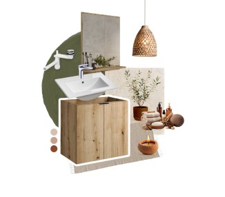 Comad Závěsná skříňka Nova Oak Gaja II s deskou a umyvadlem 50 cm dub coast evoke/černá