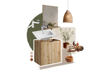 Comad Závěsná skříňka Nova Oak Gaja II s deskou a umyvadlem 50 cm dub coast evoke/černá