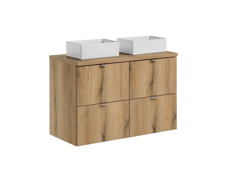 Comad Závěsná skříňka Nova Oak Gaja s deskou a umyvadly 100 cm dub evoke