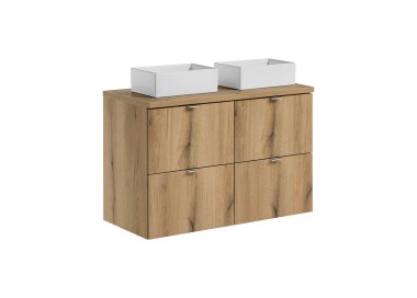 Comad Závěsná skříňka Nova Oak Gaja s deskou a umyvadly 100 cm dub evoke