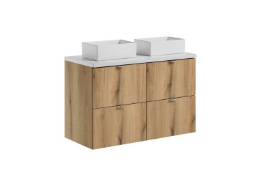 Comad Závěsná skříňka Nova Oak Gaja s deskou a umyvadly 100 cm dub evoke/bílá