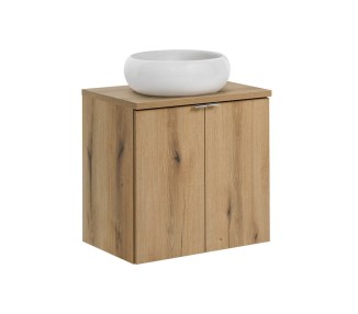 Comad Závěsná skříňka Nova Oak Wiki II s deskou a umyvadlem 60 cm dub evoke