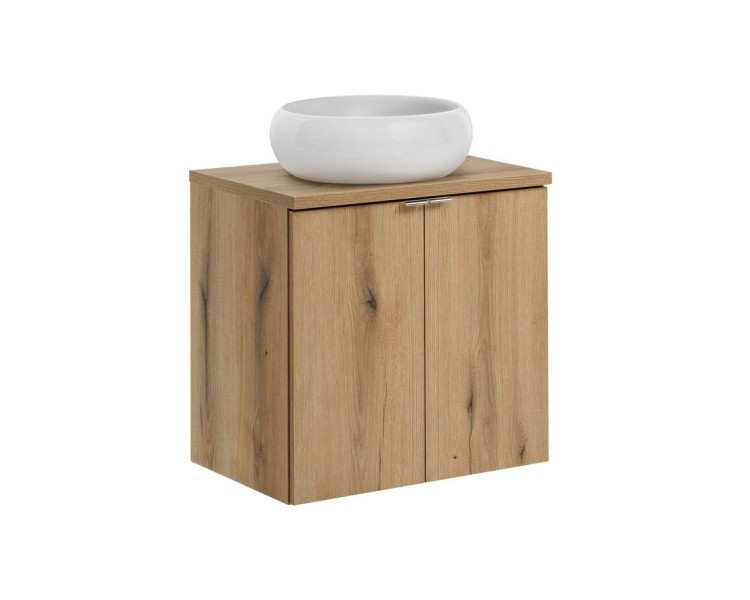 Comad Závěsná skříňka Nova Oak Wiki II s deskou a umyvadlem 60 cm dub evoke
