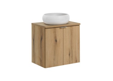 Comad Závěsná skříňka Nova Oak Wiki II s deskou a umyvadlem 60 cm dub evoke