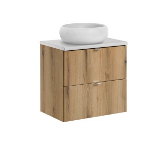 Comad Závěsná skříňka Nova Oak Wiki s deskou a umyvadlem 60 cm dub evoke/bílá