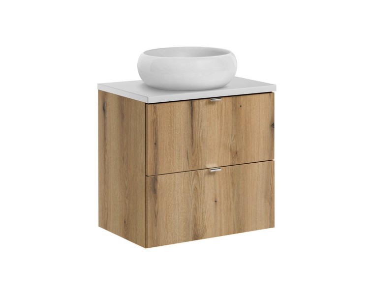 Comad Závěsná skříňka Nova Oak Wiki s deskou a umyvadlem 60 cm dub evoke/bílá