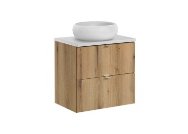 Comad Závěsná skříňka Nova Oak Wiki s deskou a umyvadlem 60 cm dub evoke/bílá