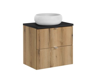 Comad Závěsná skříňka Nova Oak Wiki s deskou a umyvadlem 60 cm dub evoke/černá