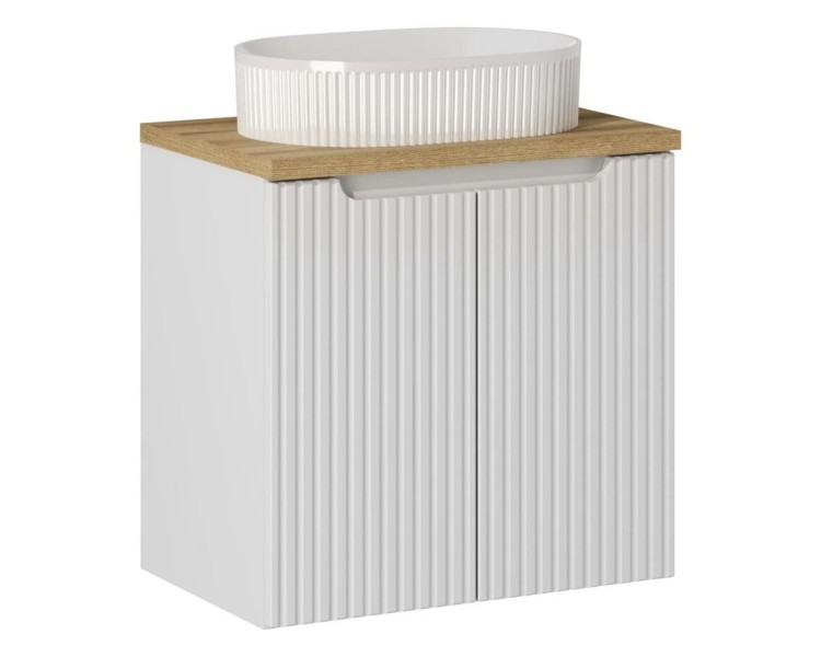 Comad Závěsná skříňka Nova White Beyond s deskou a umyvadlem 60 cm bílá/dub evoke