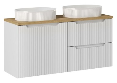 Comad Závěsná skříňka Nova White Beyond s deskou a umyvadly 120 cm bílá/dub evoke