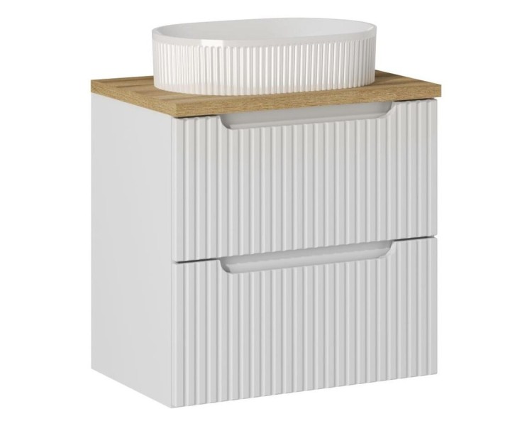 Comad Závěsná skříňka Nova White I s deskou a umyvadlem 60 cm bílá/dub coast evoke