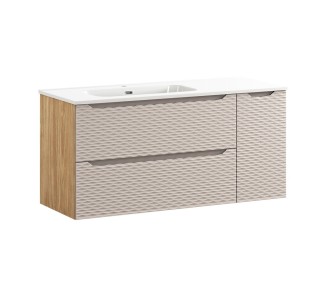 Comad Závěsná skříňka Ocean Go2 se zápustným umyvadlem 120 cm béžová/dub olejovaný