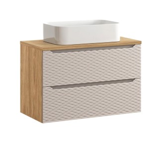 Comad Závěsná skříňka Ocean I s deskou a umyvadlem 90 cm dub olejovaný/béžová