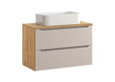 Comad Závěsná skříňka Ocean I s deskou a umyvadlem 90 cm dub olejovaný/béžová