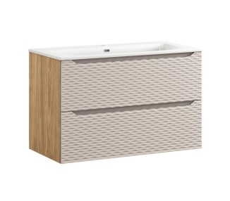 Comad Závěsná skříňka Ocean I se zápustným umyvadlem 90 cm béžová/dub olejovaný