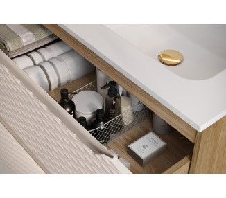 Comad Závěsná skříňka Ocean I se zápustným umyvadlem 90 cm béžová/dub olejovaný