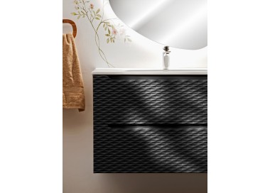 Comad Závěsná skříňka Ocean I se zápustným umyvadlem 90 cm černá/dub olejovaný