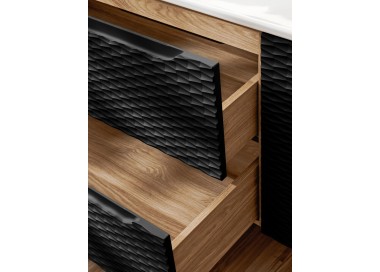 Comad Závěsná skříňka Ocean I se zápustným umyvadlem 90 cm černá/dub olejovaný
