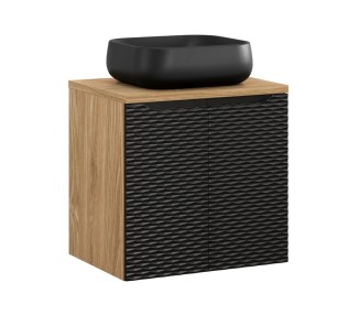 Comad Závěsná skříňka Ocean Nika I s deskou a umyvadlem 60 cm černá/dub olejovaný