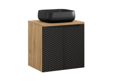 Comad Závěsná skříňka Ocean Nika I s deskou a umyvadlem 60 cm černá/dub olejovaný