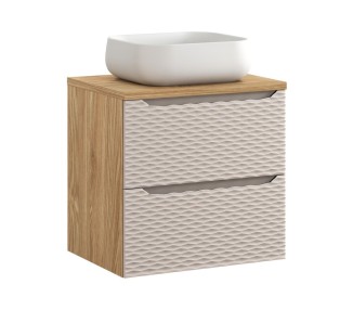 Comad Závěsná skříňka Ocean Nika s deskou a umyvadlem 60 cm béžová/dub olejovaný