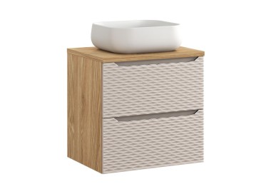 Comad Závěsná skříňka Ocean Nika s deskou a umyvadlem 60 cm béžová/dub olejovaný