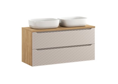 Comad Závěsná skříňka Ocean s deskou a umyvadly 120 cm dub olejovaný/béžová