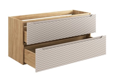 Comad Závěsná skříňka Ocean s deskou a umyvadly 120 cm dub olejovaný/béžová