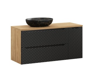 Comad Závěsná skříňka Ocean s umyvadlem 120 cm černá/dub olejovaný
