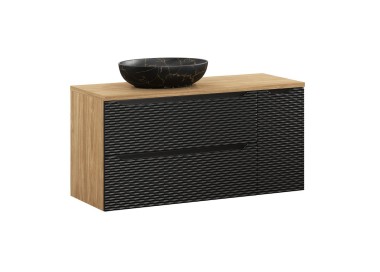 Comad Závěsná skříňka Ocean s umyvadlem 120 cm černá/dub olejovaný