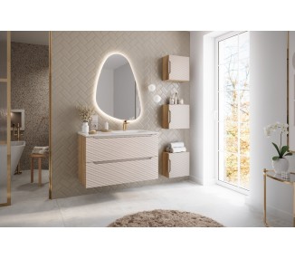 Comad Závěsná skříňka Ocean se zápustným umyvadlem 70 cm béžová/dub olejovaný 