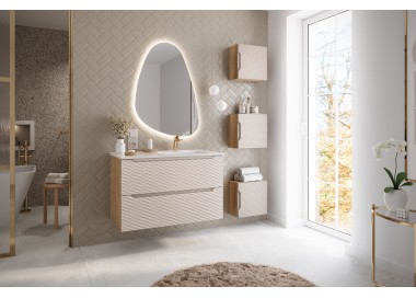 Comad Závěsná skříňka Ocean se zápustným umyvadlem 70 cm béžová/dub olejovaný 
