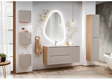 Comad Závěsná skříňka Ocean se zápustným umyvadlem 70 cm béžová/dub olejovaný 