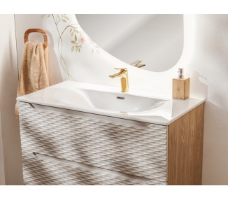 Comad Závěsná skříňka Ocean se zápustným umyvadlem 70 cm béžová/dub olejovaný 